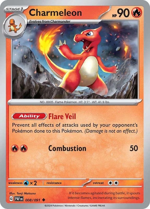 Charmeleon Pokemon 008/091 Scarlet & Violet: Paldean Fates NM
