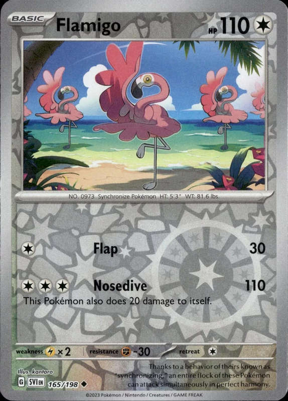 Flamigo 165/198 Pokemon Reverse Holo Scarlet & Violet 151 NM