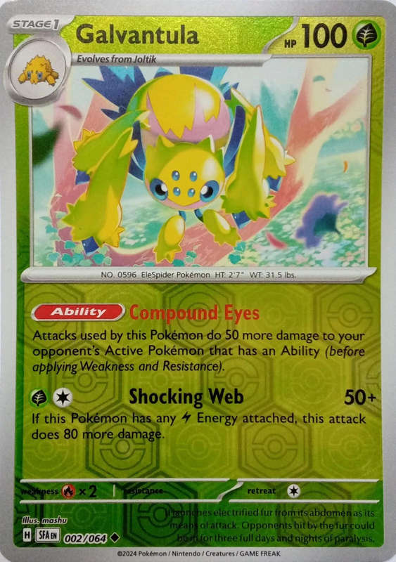 GALVANTULA 002/064 REVERSE HOLO SHROUDED FABLE POKEMON CARD NM