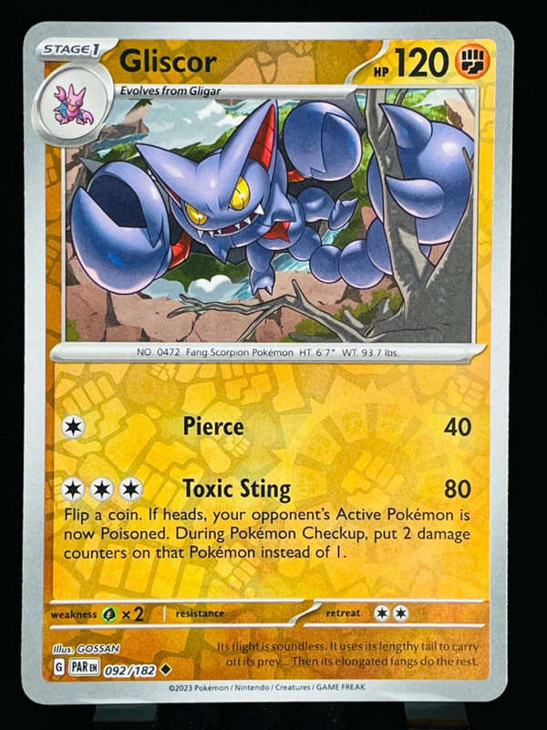 GLISCOR Pokemon  092/182 Paradox Rift - Reverse Holo - NM