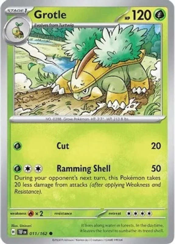 Grotle Pokemon 011/162 - Common - Reverse Holo - Scarlet & Violet - Temporal NM