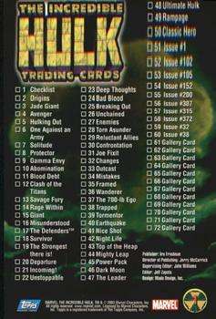 2003 Topps Incredible Hulk Card #1 Checklist