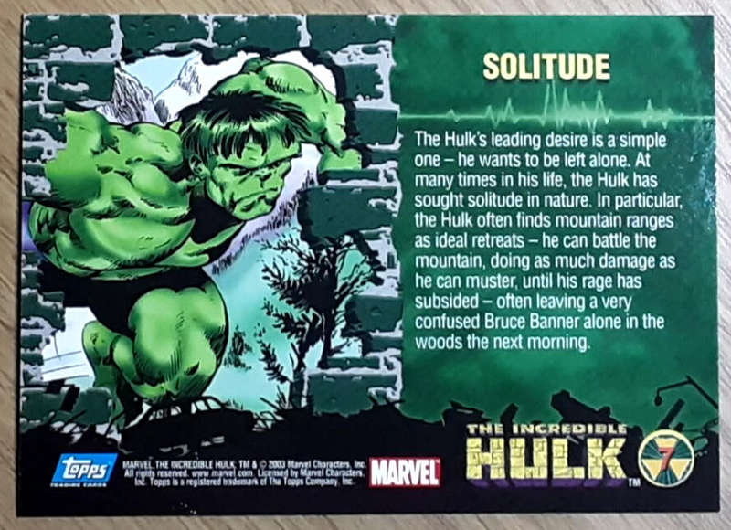 2003 Topps Incredible Hulk Card #7 Solitude
