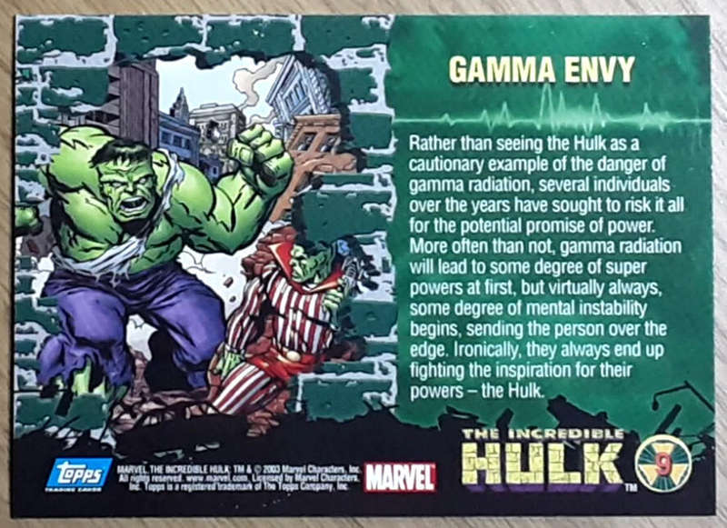 Incredible Hulk 2003 Topps Card #9 Gamma Envy - NM