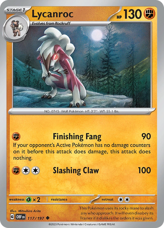 Lycanroc Pokemon  (117/197) Scarlet & Violet: Obsidian Flames NM