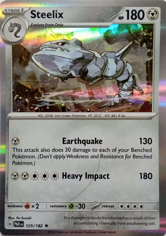 STEELIX | RARE HOLO 125/182 | PARADOX RIFT POKEMON CARD NM