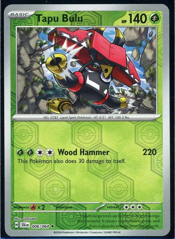 Tapu Bulu Pokemon 006/064 RARE Reverse Holo - Shrouded Fable NM