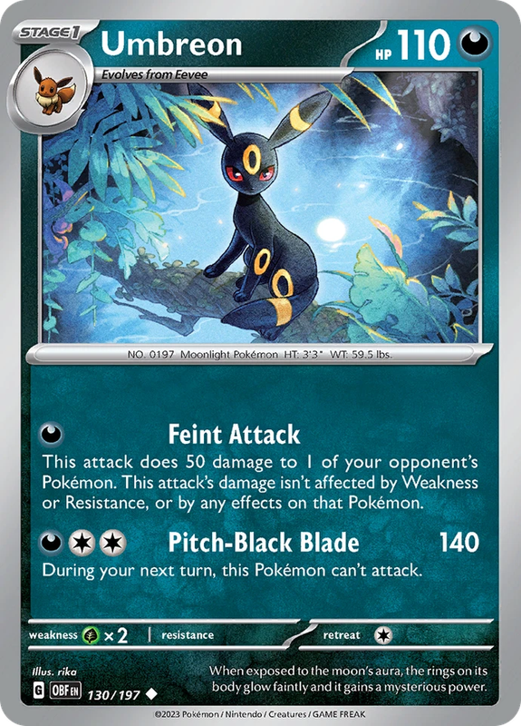 Umbreon Pokemon TCG  (130/197) Scarlet & Violet: Obsidian Flames NM