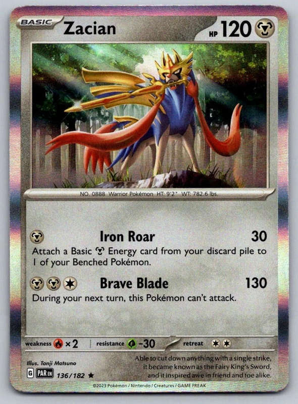 Zacian - 136/182 -  Holo Pokemon S&V Paradox Rift NM