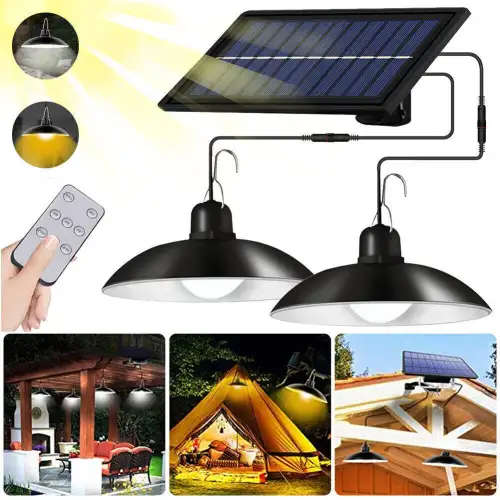 LED Solar Wall Light Home Garden Patio Double Head Pendant Light