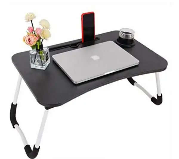 Laptop Table with Tablet Stand and Cup Holder Black