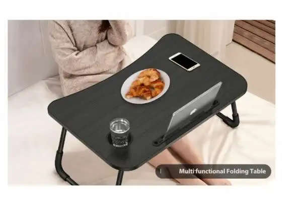 Laptop Table with Tablet Stand and Cup Holder Black