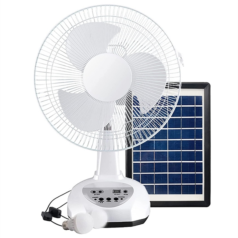 12 Inch Solar Powered Fan Rechargeable Portable Fan Camping Travel