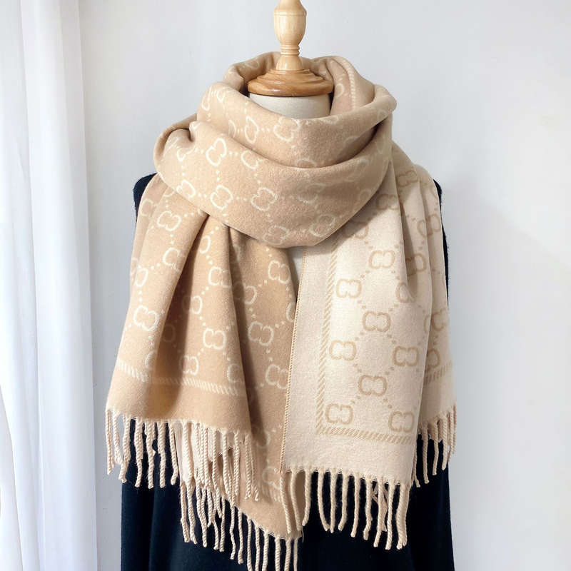 Autumn and winter warm jacquard tassel scarf lady shawl versatile neck scarf