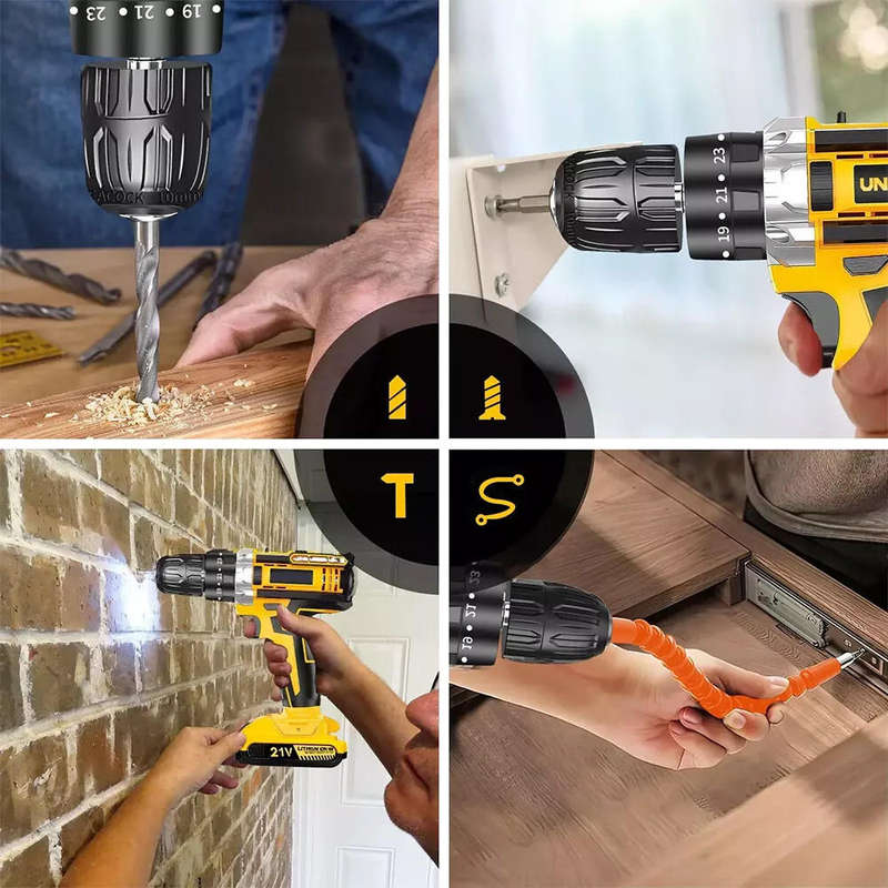 21V Cordless Drill Set Power Tool Set with 2 X Rechargeable Batteries and Tool Box