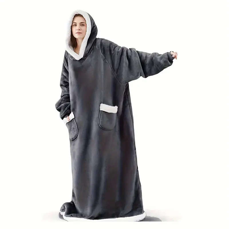 Winter Plush One-Piece Pajamas Fleece Hoodies for Adults Suitable for Family Use