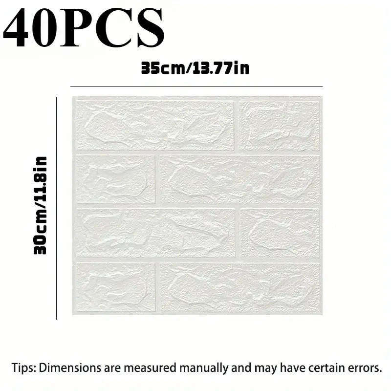 40pcs Waterproof 3D Foam Wall Tile Stickers Texture Design PVC Wall Stickers