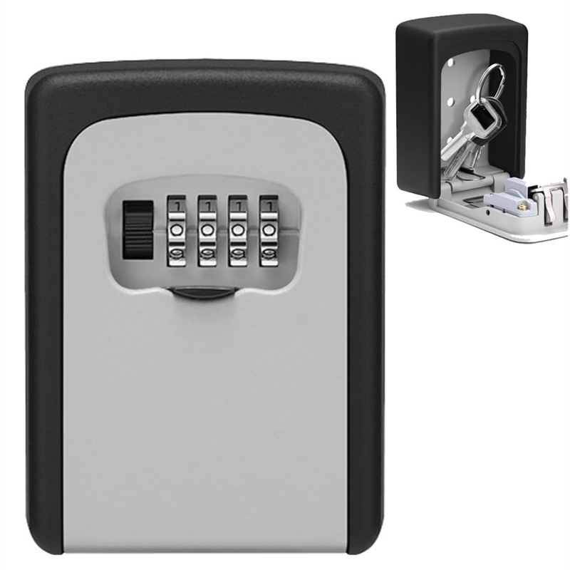 Gray key box wall mounted waterproof outdoor key hider suitable for home garage gym
