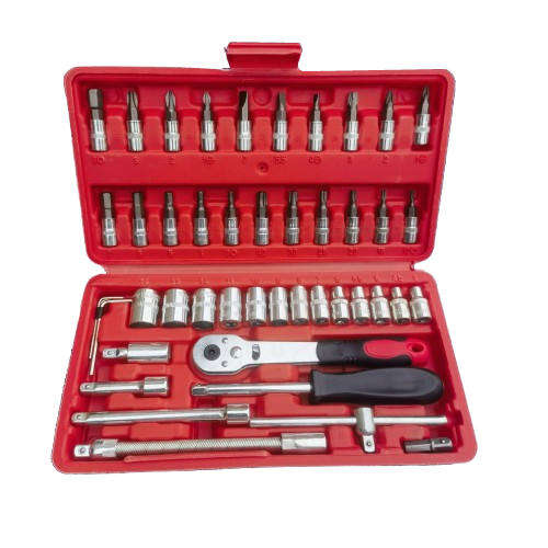 46 pieces car repair tools 1/4 inch socket set ratchet set torque wrench combination drill bit