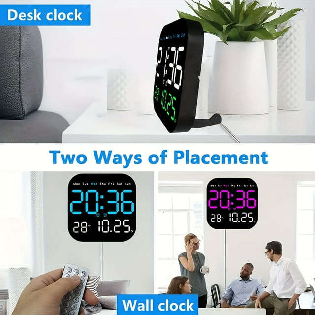 Digital Smart Wall Clock with LED Display Temperature Home Office Decoration Gift