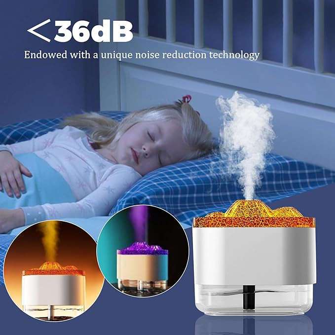 Flame aromatherapy diffuser silent humidifier suitable for home, bedroom
