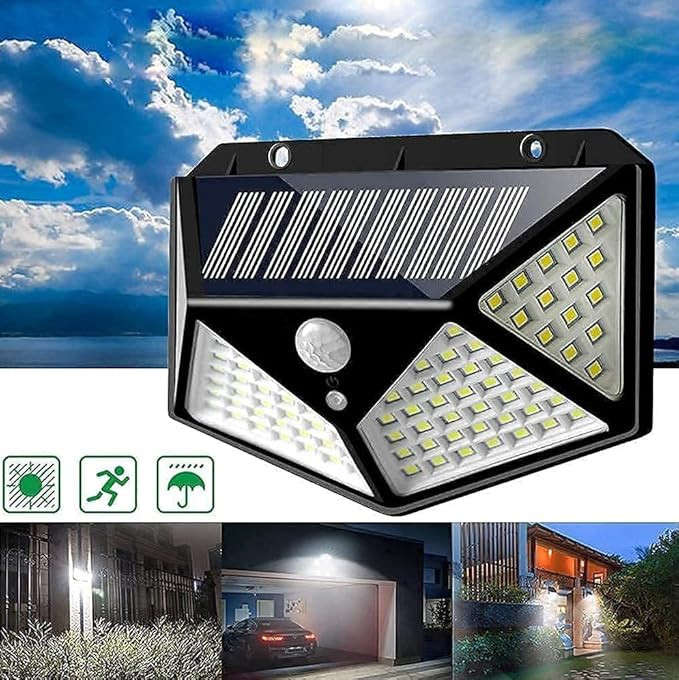 100 LED Solar Light Motion Sensor Wall Light Garden Waterproof Outdoor Lighting