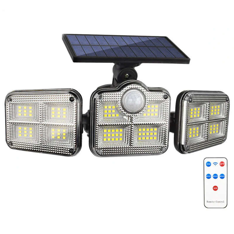 Solar sensor light three-head rotatable wall lamp garden lighting street lamp