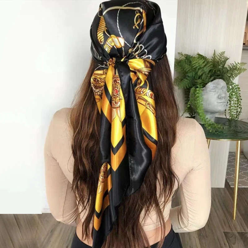 Fashion Printed Square Scarf Shawl Silky Women's Headband