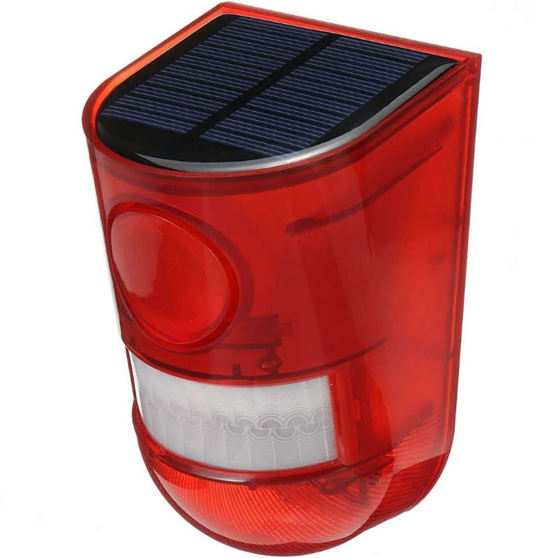 Solar motion sensor flash warning strobe security alarm system suitable for home, villa, farm, yard
