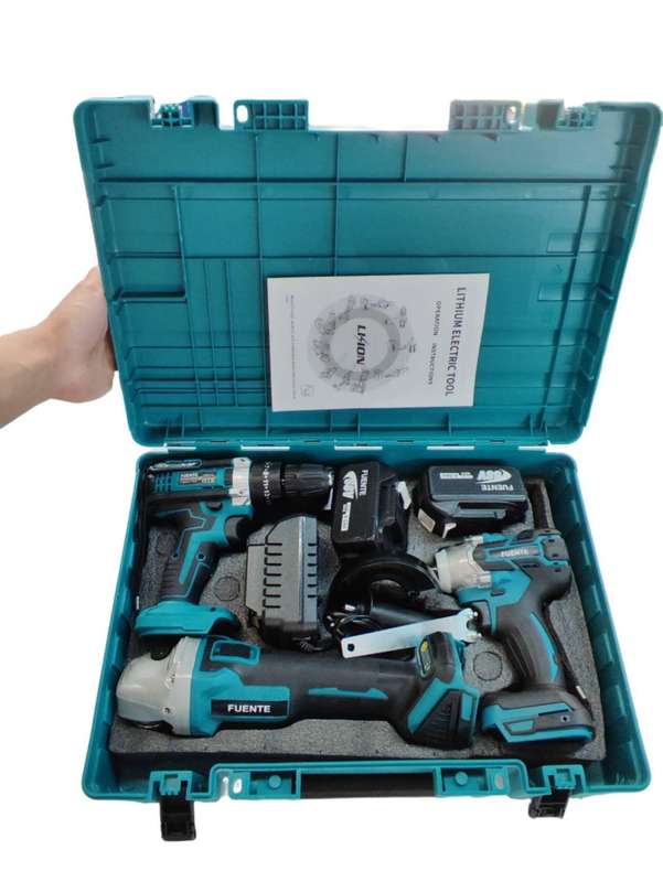Three-piece power tool set Electric drill wrench angle grinder multifunctional three-in-one combinat