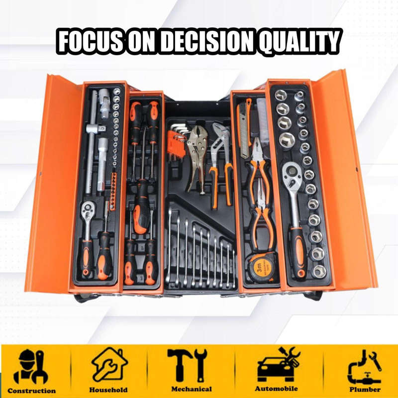 85 Pieces Metal Tool Set, Durable Foldable Cantilever Metal Tool Box for DIY
