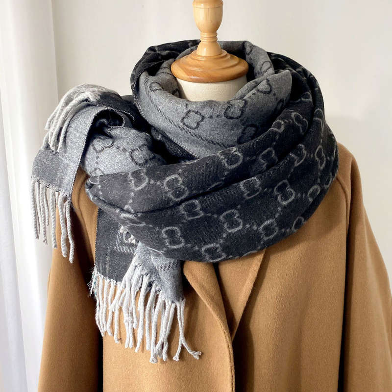 Autumn and winter warm jacquard tassel scarf lady shawl versatile neck scarf