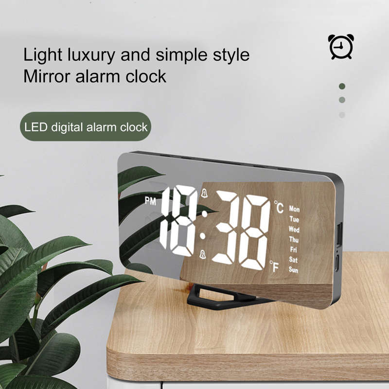 Alarm Clock LED Display Mirror Digital Alarm Clock Living Room Study Supplies