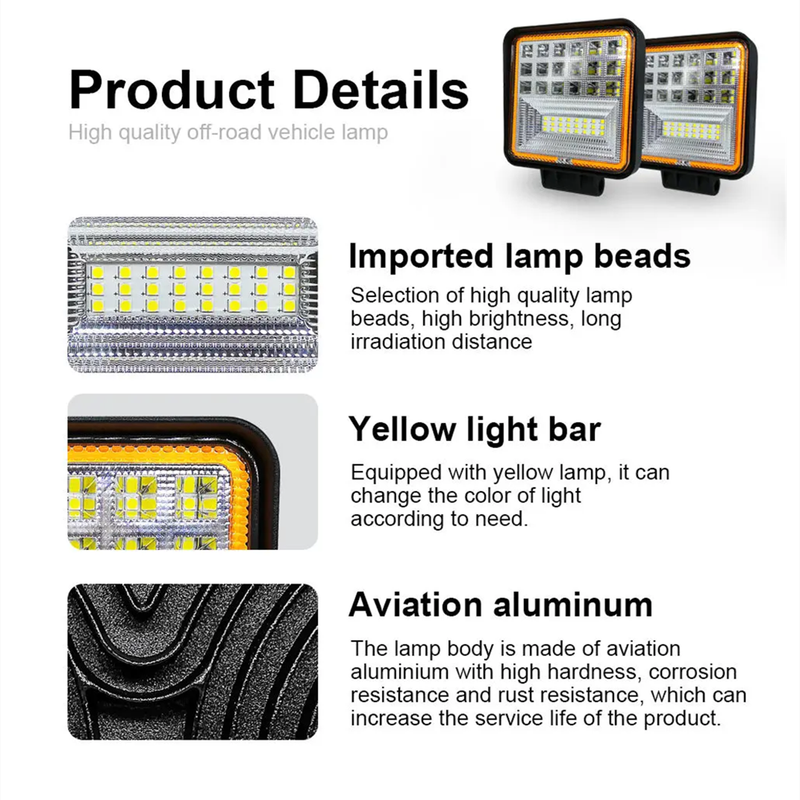 2pcs 126W LED car headlight high brightness spotlight