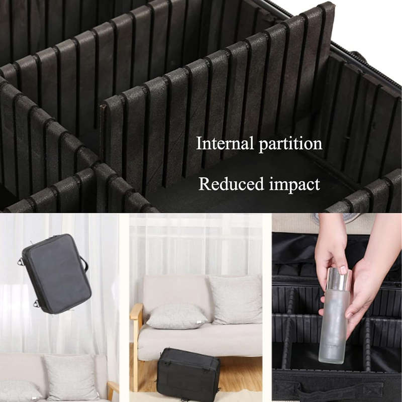Portable travel cosmetic bag beauty box with detachable dividers