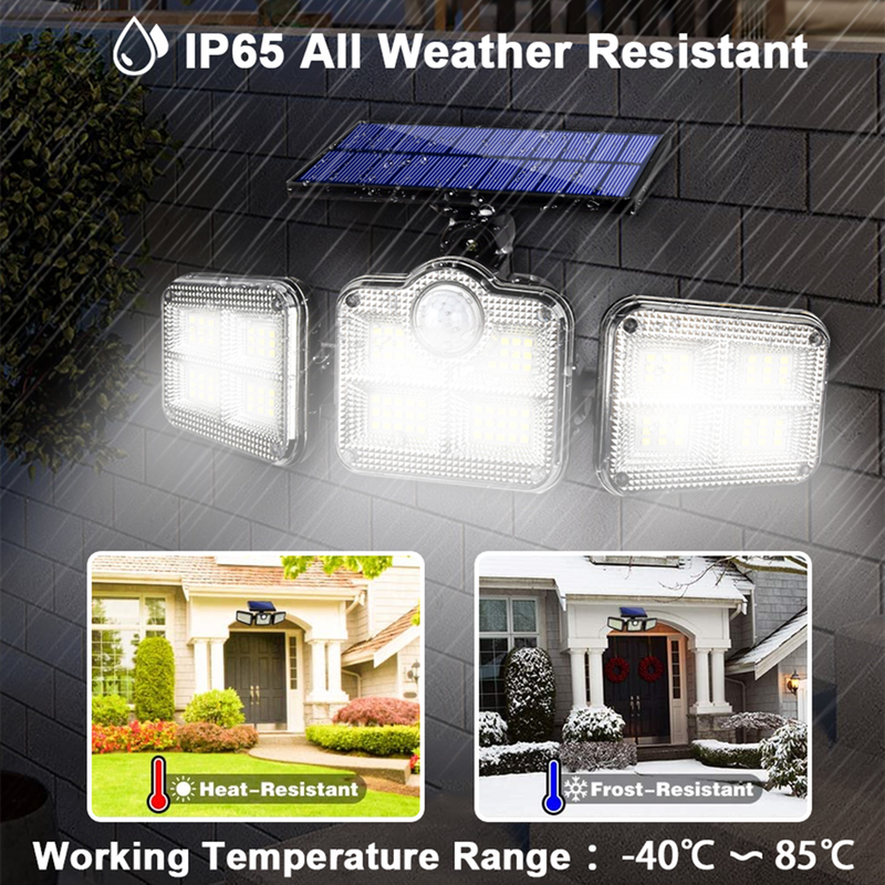 Solar sensor light three-head rotatable wall lamp garden lighting street lamp