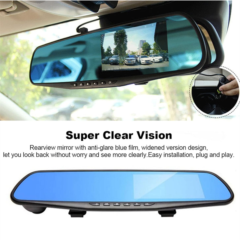 Full HD Car DVR Rearview Mirror Dual Channel Driving Recorder