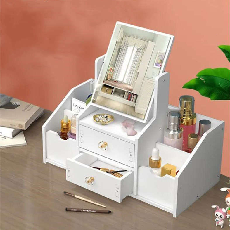 Multifunctional household makeup mirror, skin care products and cosmetics storage rack