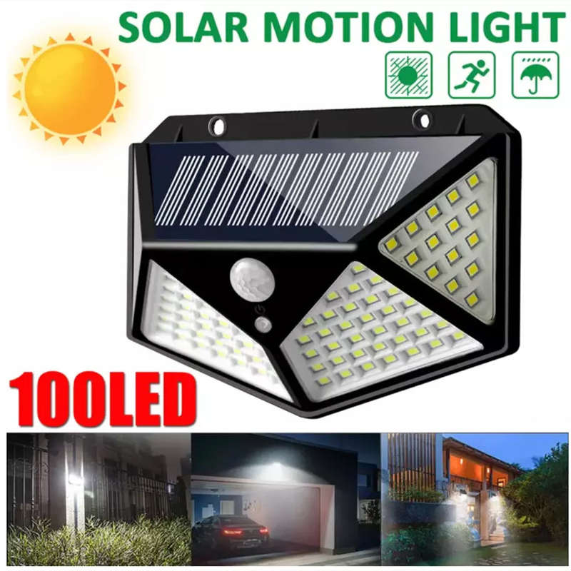 100 LED Solar Light Motion Sensor Wall Light Garden Waterproof Outdoor Lighting