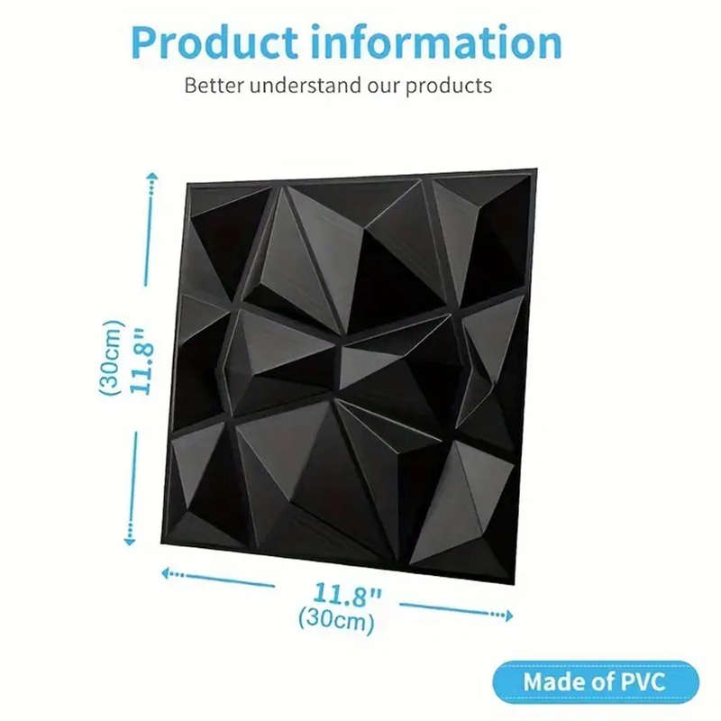 10pcs 3D PVC waterproof and easy to clean wall panels with diamond texture design