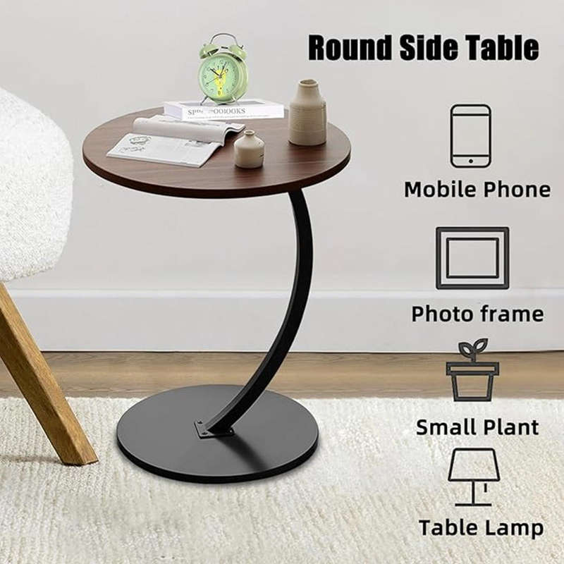 Wooden round coffee table living room and bedroom side table
