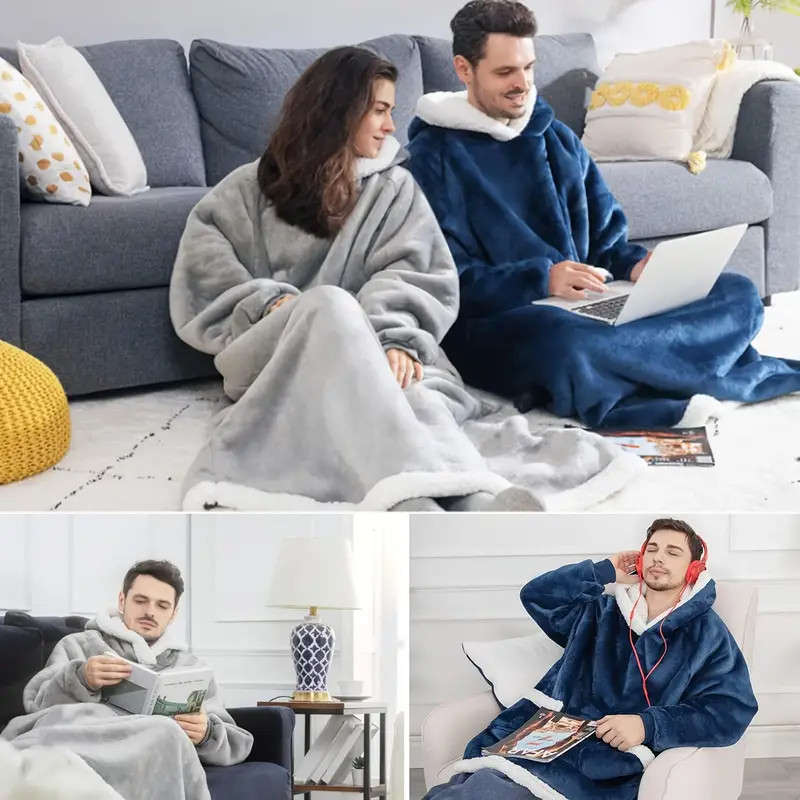 Winter Plush One-Piece Pajamas Fleece Hoodies for Adults Suitable for Family Use