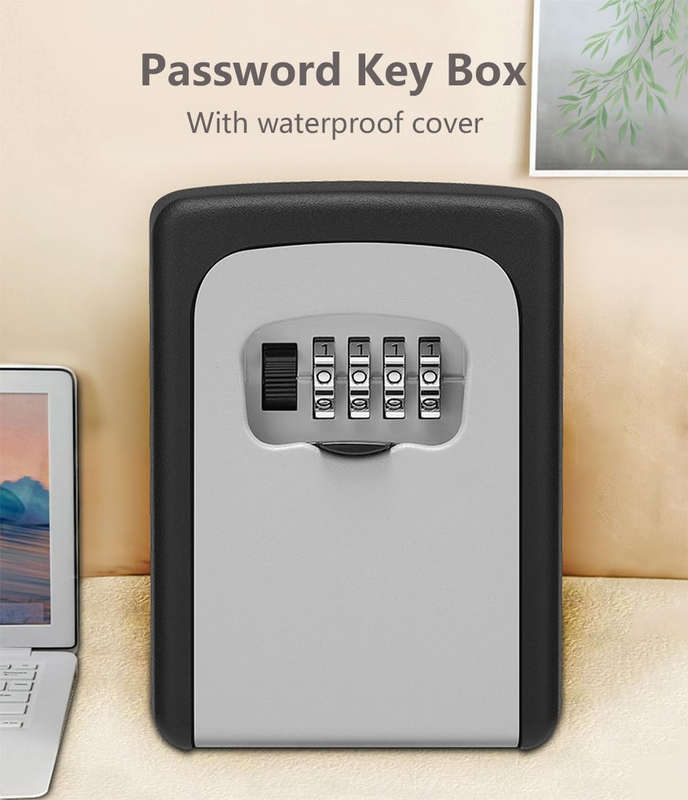 Gray key box wall mounted waterproof outdoor key hider suitable for home garage gym