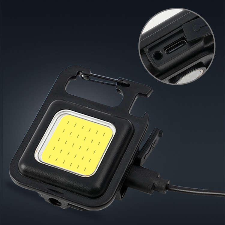 Mini COB Work Light Keychain Flashlight Portable USB Rechargeable Camping Magnetic Light