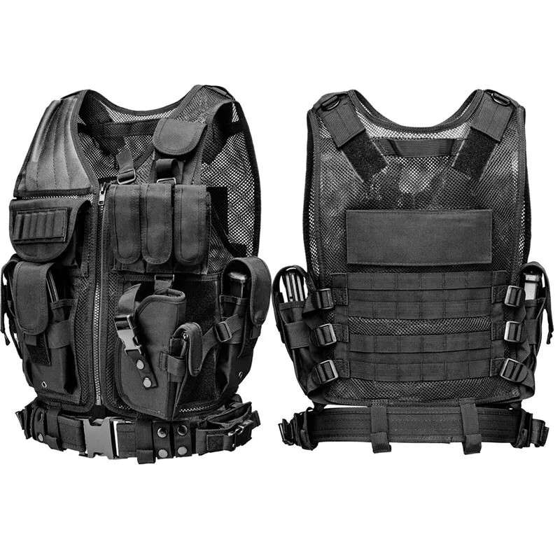 Black mesh vest training tactical airsoft paintball combat vest