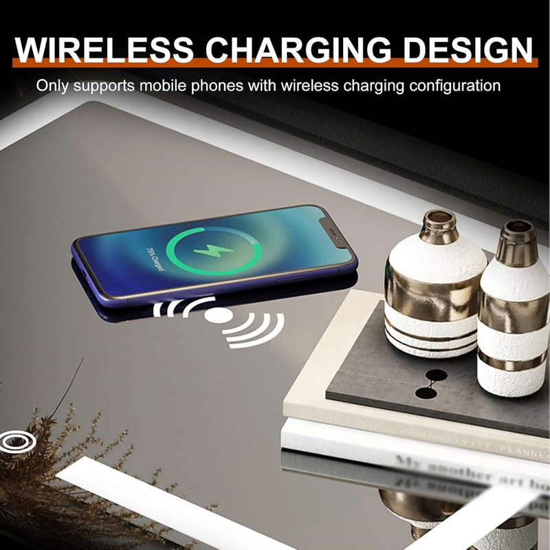 Modern multifunctional bedside table bedroom nightstand with bluetooth speaker wireless charging