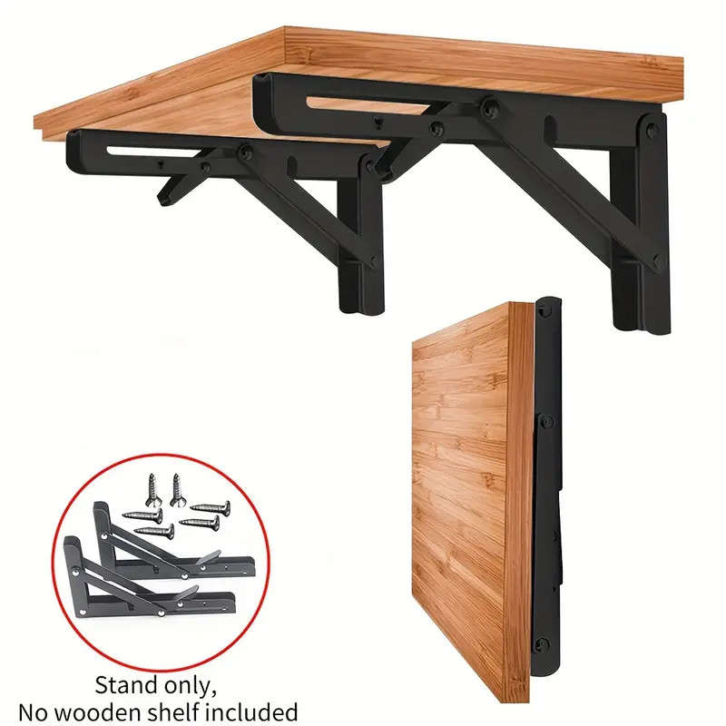 2x Wall Mount Brackets Sturdy Folding Shelf Brackets for DIY Table Work
