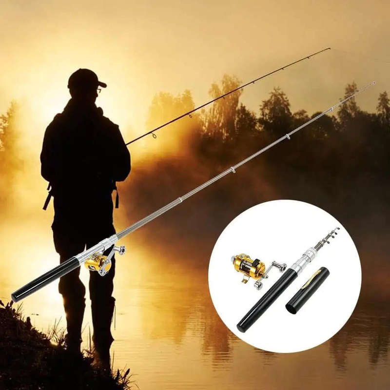 Foldable Pocket Fishing Rod Kit Portable Fishing Rod Pen