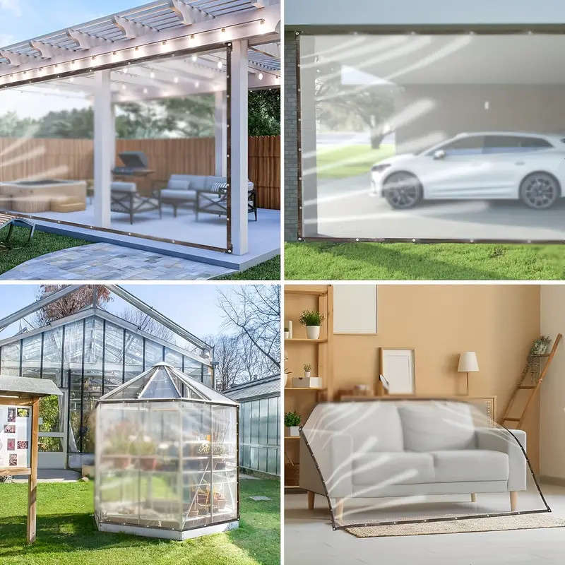 Transparent waterproof tarpaulin durable outdoor covering for patio, garden
