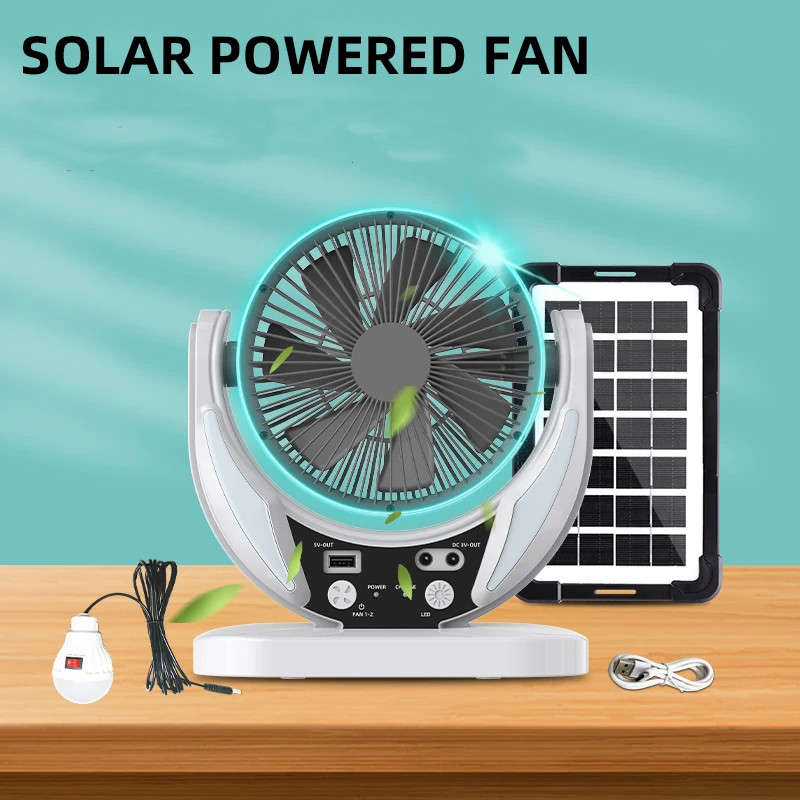 Solar desk fan with solar panel USB interface suitable for home desk bedroom outdoor office